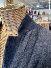 Load image into Gallery viewer, Hazel Brown Charcoal 100% wool W/leather belt accent Gently worn Coat, Size L
