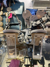 Load image into Gallery viewer, Karl Lagerfeld white and black tweed w/clear heel Peep Toe, Size 8.5
