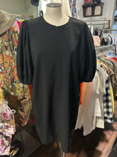 Load image into Gallery viewer, Ganni Black Poly Blend puff sleeve Zip Up Dress, Size 40
