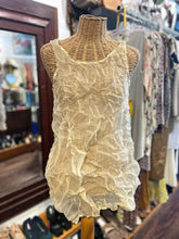 Load image into Gallery viewer, Amy Brill Beige Silk Crinkle Sleeveless Layering Top
