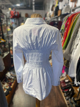 Load image into Gallery viewer, Ganni White 100% cotton ruched button down Top, Size 42
