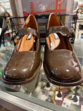 Load image into Gallery viewer, Carel Dark Brown patent Size 41 mary jane block heel Shoe
