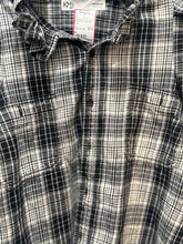Load image into Gallery viewer, KMJ white &amp; black Flannel Plaid ruffle collar button down Top, Size M
