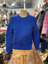 Load image into Gallery viewer, T Alexander Wang Blue &amp; Black Polypropylene &amp; Cotton Cable Knit Sweater, Size S
