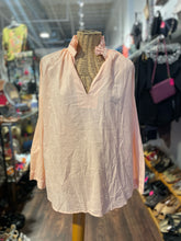 Load image into Gallery viewer, A Shirt Thing Peach Cotton Longsleeve Ruffle Top, Size M
