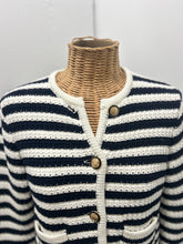 Load image into Gallery viewer, ba&amp;sh Black &amp; White cotton &amp; polyamide stripes Button up knit Sweater
