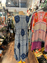 Load image into Gallery viewer, Alquema grey/white/blue Polyester gingham &amp; floral crinkle Sleeveless Dress
