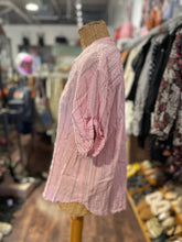 Load image into Gallery viewer, XIRENA Pink Print Cotton Stripe Metallic Button Up Top, Size S
