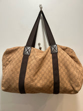 Load image into Gallery viewer, GUCCI Brown Cotton Logo Size Large duffle bag, Vintage/AS IS condition
