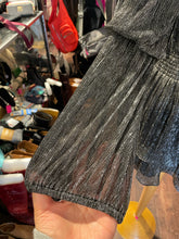Load image into Gallery viewer, MISA Black metallic &amp; poly sparkle Ruffled longsleeve Dress, Size S
