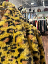 Load image into Gallery viewer, Alembika Yellow &amp; Black faux fur Leopard print Cropped NWT Coat, Size M
