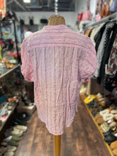 Load image into Gallery viewer, XIRENA Pink Print Cotton Stripe Metallic Button Up Top, Size S
