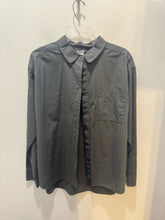 Load image into Gallery viewer, KristenseN du Nord Grey Cotton Blend pocket Button up long sleeve Top, Size 1=Small
