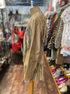 Reformation Tan Leather tassel button down Jacket, Size XS