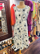 Load image into Gallery viewer, Alquema Black, White &amp; Gray Poly floral crinkle midi tank Dress
