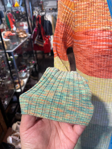 STAUD Blue/Orange Rayon color block Ribbed Dress, Size L