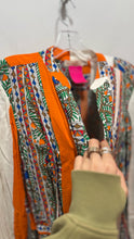 Load image into Gallery viewer, Tory Burch orange &amp; blue Viscose mixed Long sleeve midi Dress, Size 10
