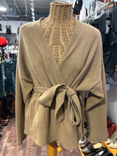 Load image into Gallery viewer, Cuyana Tan Cashmere Blend crossover tie Sweater
