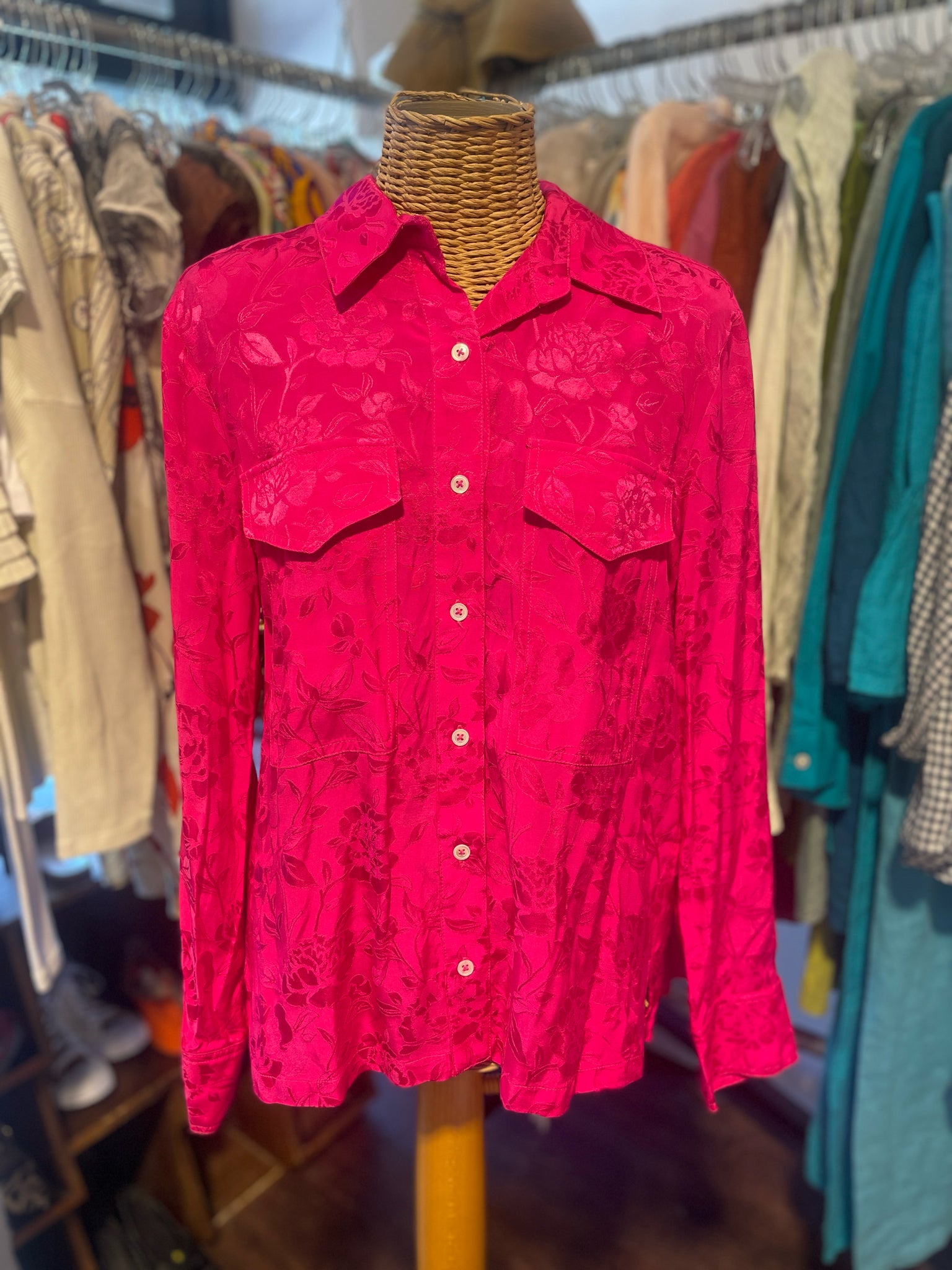 STAUD Fuschia viscose/rayon Floral NWT! Top, Size M
