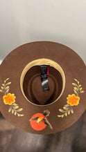 Load image into Gallery viewer, Hazel Blues brown &amp; orange wool floral brim Hat
