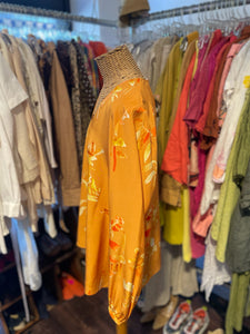 Lafayette 148 Orange Silk Floral Longsleeve NWT Top, Size L