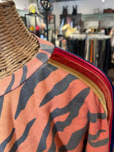 Load image into Gallery viewer, Aviator Nation Orange &amp; Black animal velvet trim Sweatshirt, Size M
