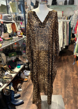 Load image into Gallery viewer, Nili Lotan brown &amp; black Silk Leopard kaftan sheer Dress, Size M/L
