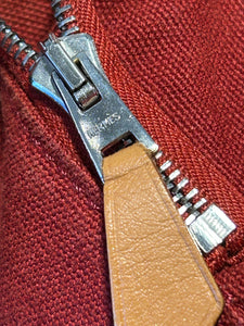 Hermes Brick Red Canvas Stripe short handles Tote
