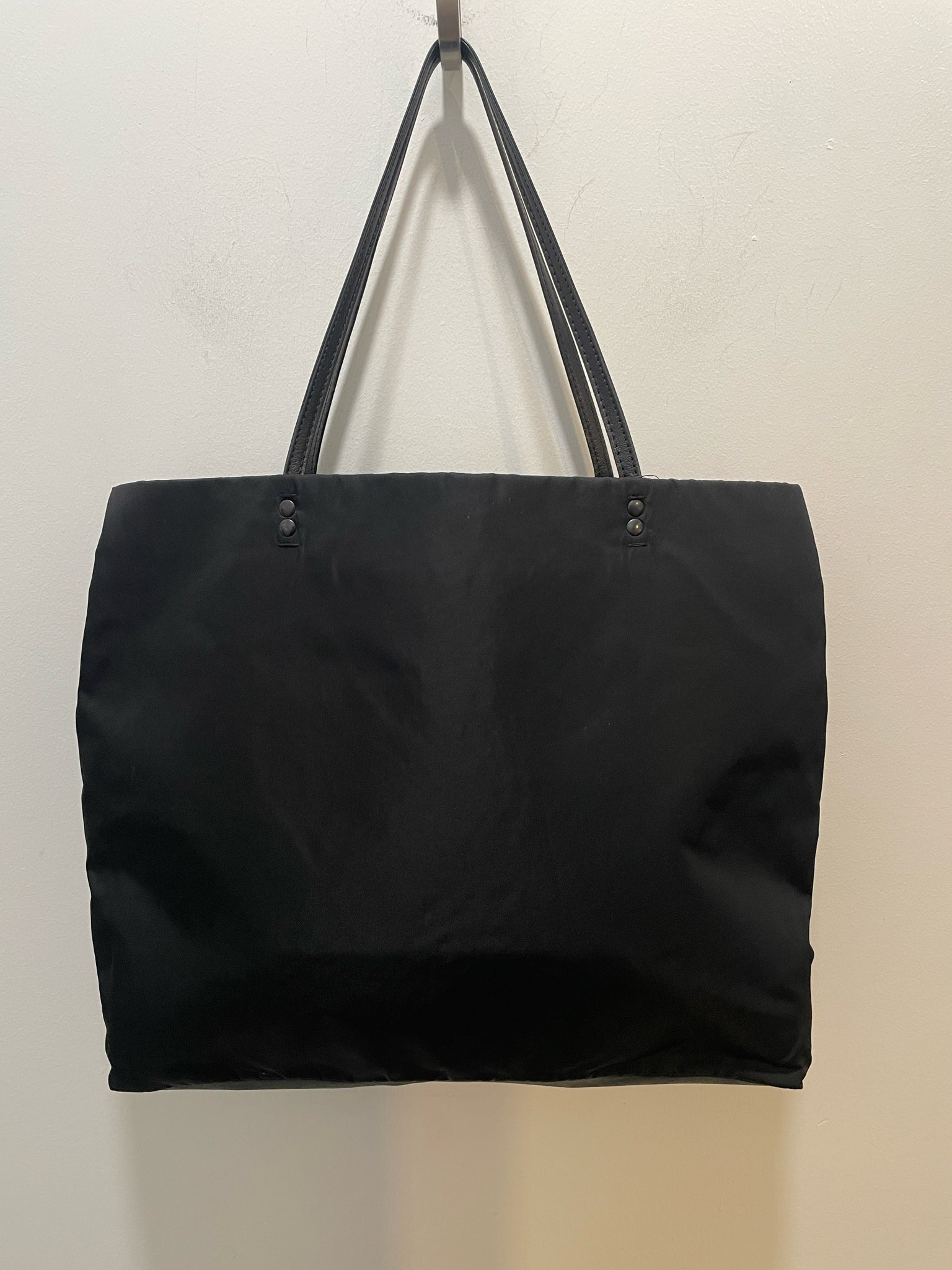 Prada Black Nylon tessuto Size large tote side traingle Purse