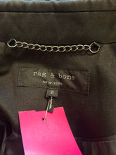 Load image into Gallery viewer, Rag &amp; Bone Navy &amp; Black Wool Blend Epaulets single button Blazer
