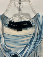 Load image into Gallery viewer, Proenza Schouler Blue &amp; Cream Silk sheer blouse Top, Size 6
