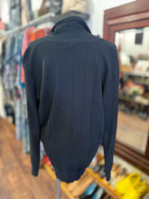 Load image into Gallery viewer, la ligne Black Cotton/Cashmere Ribbed cardigan shawl collar Sweater, Size S
