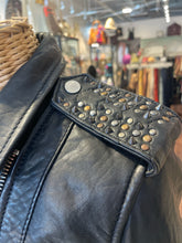 Load image into Gallery viewer, zadig &amp; voltaire Black Leather stud accents Asymmetrical cropped Jacket, Size S
