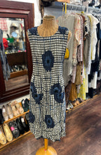 Load image into Gallery viewer, Alquema grey/white/blue Polyester gingham &amp; floral crinkle Sleeveless Dress
