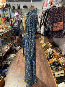 Catherine Prevost blue and green Silk Blend Floral Dress, Size L