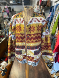 Engineered Garments Red and orange Poly Blend button longsleeve Sweater, Size XS