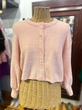 Load image into Gallery viewer, Alice + Olivia Pink Nylon Blend fuzzy Cropped Button Up Sweater
