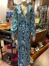 Load image into Gallery viewer, Andres Otalora seafoam Blend Floral Longsleeve maxi Dress
