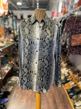 Load image into Gallery viewer, Khaite grey and brown Silk Snakeskin Print Longsleeve Button Up Top, Size 2
