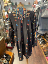 Load image into Gallery viewer, Biya Johnny Was black &amp; multi Cupra Rayon embroidered Longsleeve Tunic, Size S
