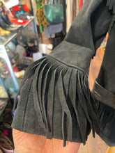 Load image into Gallery viewer, Wilsons Vintage Leather Black Suede &amp; leather fringe Fringe Jacket
