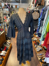 Load image into Gallery viewer, Vintage Black lace ruffle sleeve plunge neck Dress, Size 0
