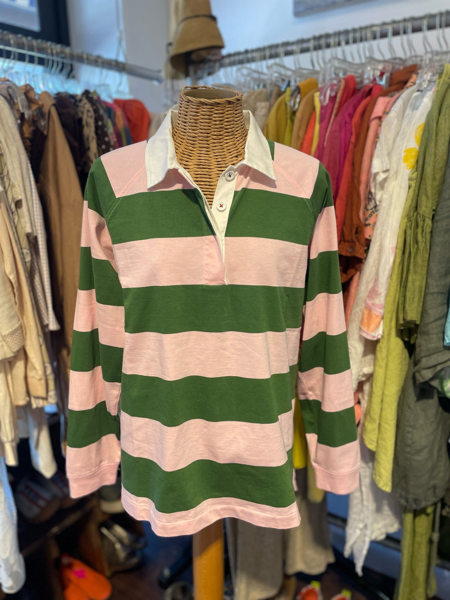 Clare V. pink & green Cotton Stripe 