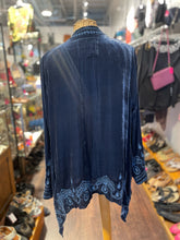 Load image into Gallery viewer, Johnny Was Blue Velvet long layering embroidered Top, Size M
