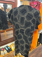 Load image into Gallery viewer, Babette black and grey Wool Patchwork shortsleeve midi Dress
