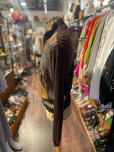 Load image into Gallery viewer, Lauren Ralph Lauren Brown &amp; Green Silk Blend belts Print Longsleeve Zipper Sweater, Size M
