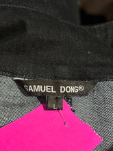 Load image into Gallery viewer, Samuel dong Black Cotton Blend Distressed frilly trim Jacket, Size L
