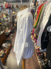 Load image into Gallery viewer, Ganni White 100% cotton ruched button down Top, Size 42

