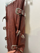 Load image into Gallery viewer, Nasty Gal almond Faux Leather Scales W/Buckles Pant, Size 4

