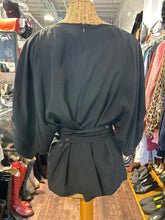 Load image into Gallery viewer, ETRO Black Silk tie waist Top, Size 44
